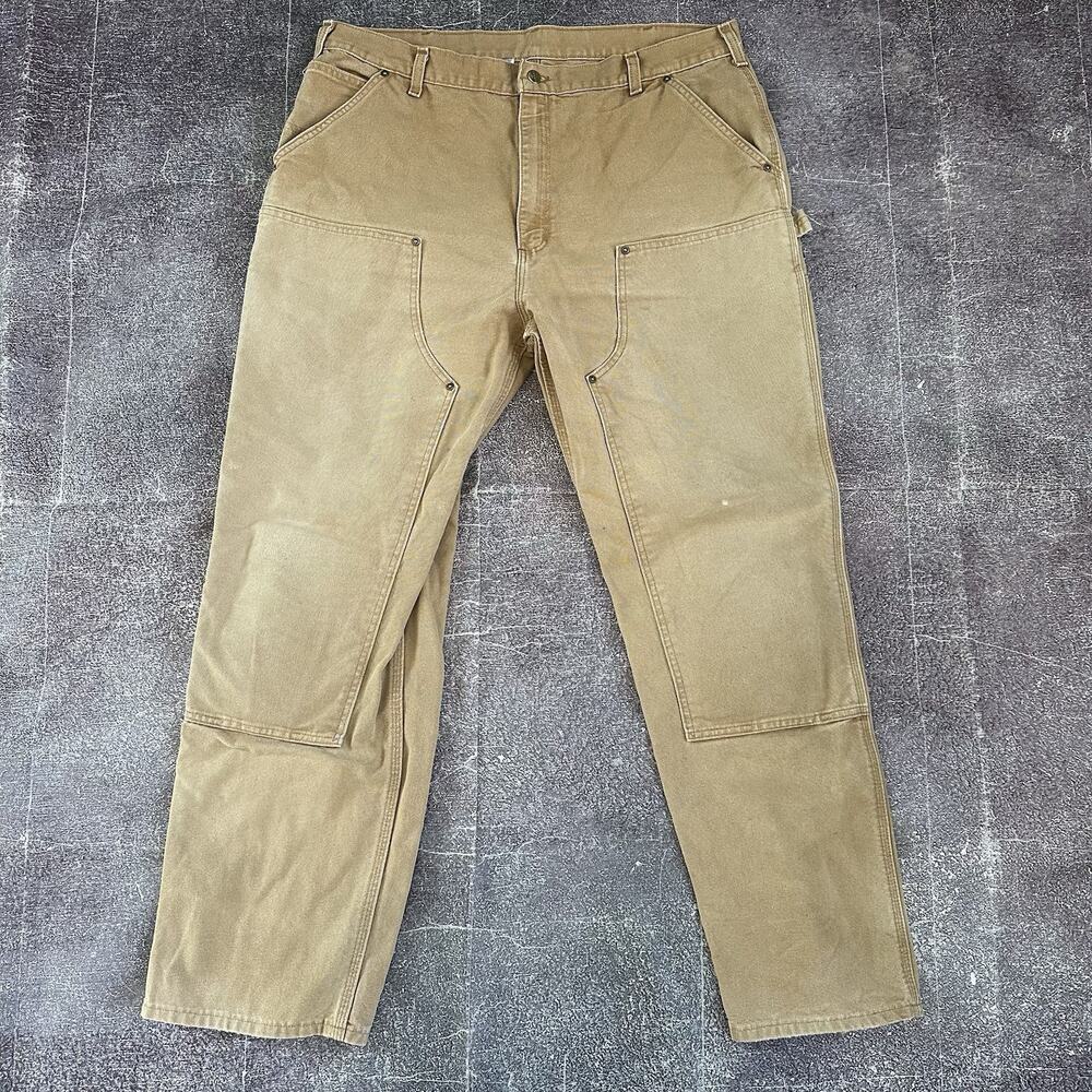 Mens Carhartt B01 Firm Duck Double Front Knee Canvas Brown Work Pants Sz 40 X 32 - Picture 1 of 4
